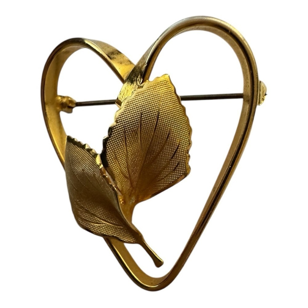 Vintage heart leaf brooch - Picture 3 of 4